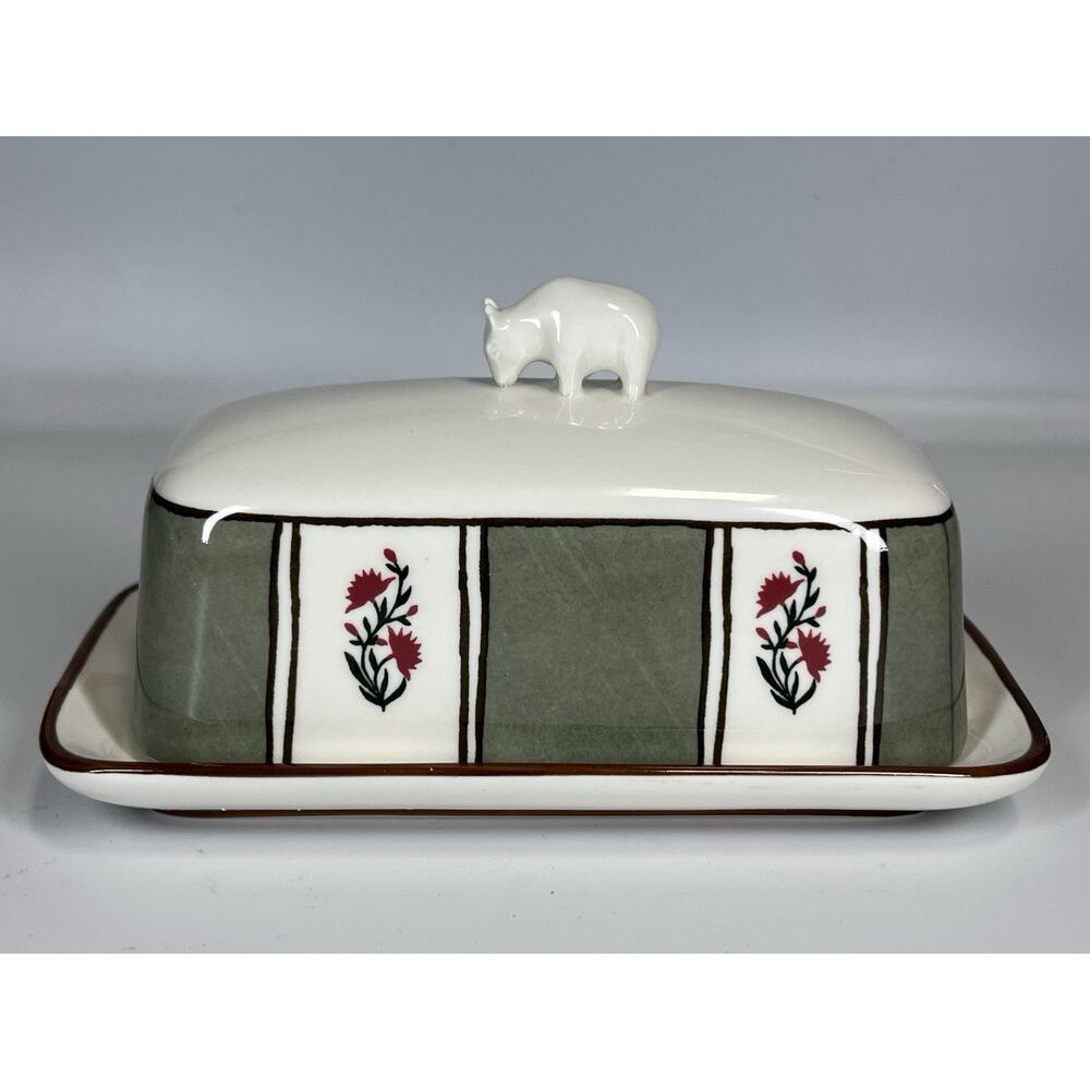 Anthropologie Millie Stoneware Cow Butter Dish and Spoon Rest Set